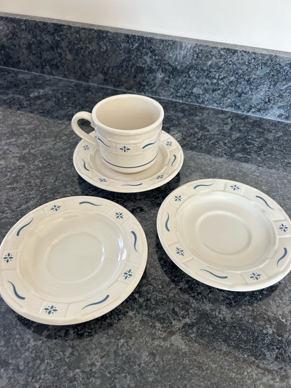 Longaberger Mug And Three Saucers